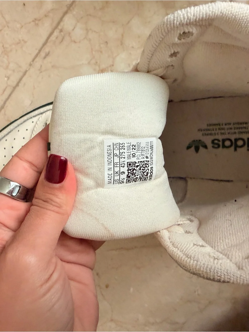 Adidas Cream and Dark Green High-Top Sneakers